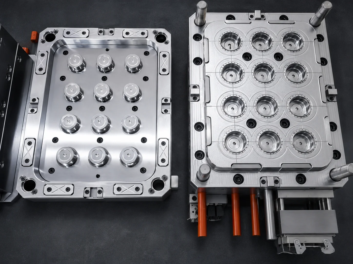 Injection mold mounted on a molding machine