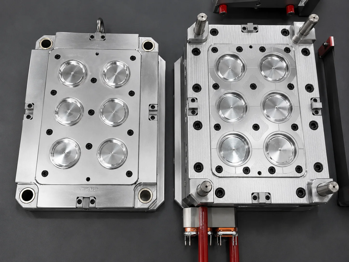 Injection mold base and cooling channels